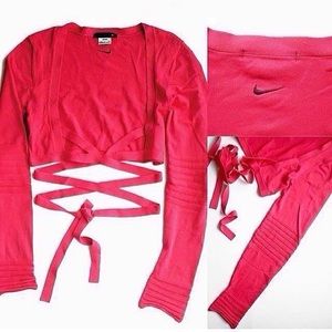 Nike Hot Pink Knit Crop Top with Wrap Around Tie